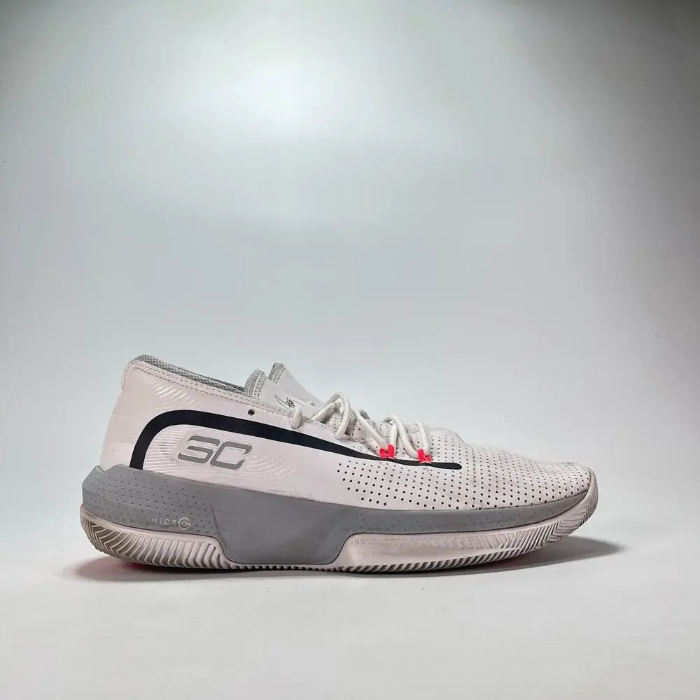 Under Armour Curry SC 3Zero III White Mod Gray Low Top 3022048-100 Men's Sz 11.5
